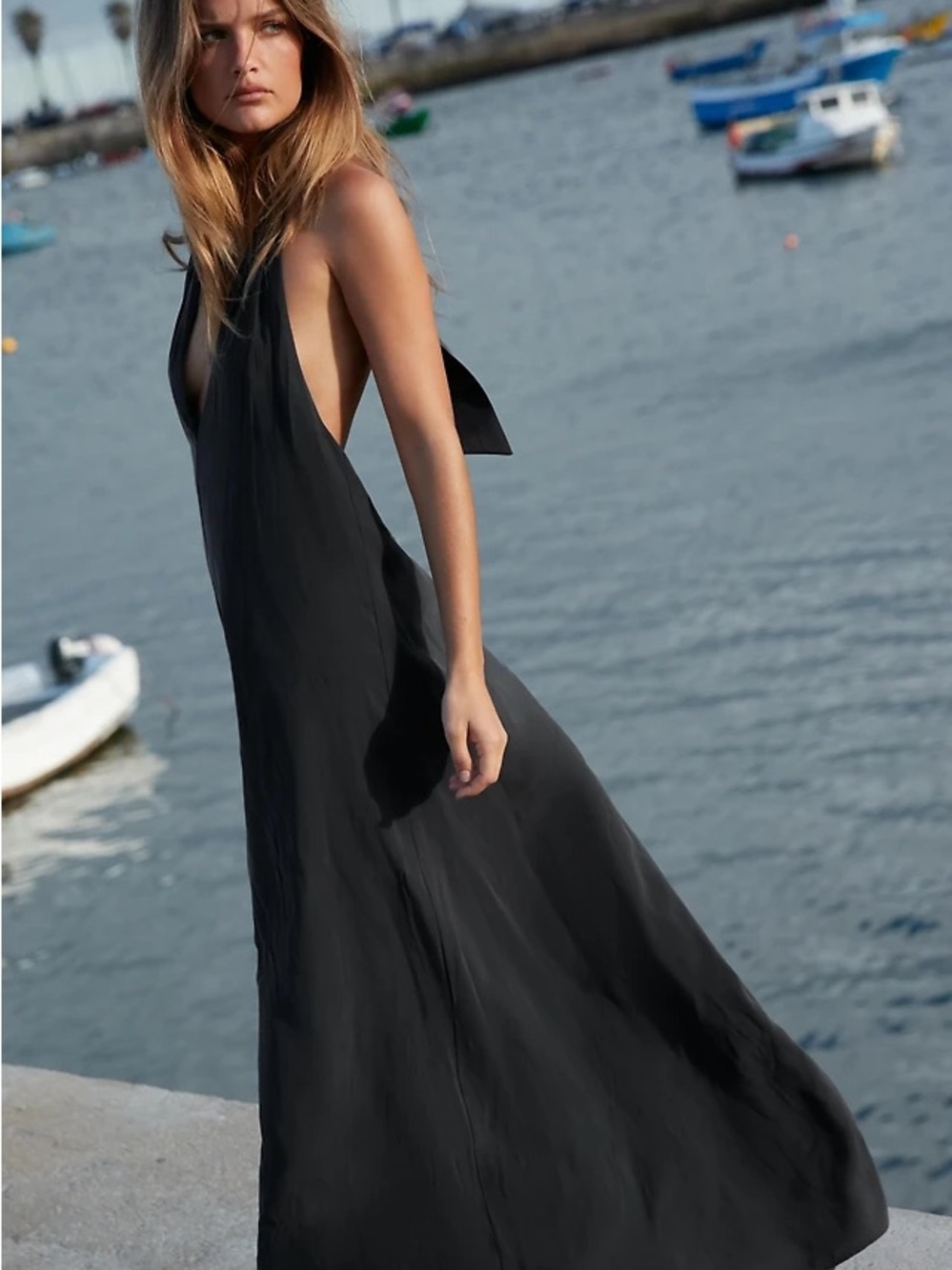 NWT Zara Black Halter Midi Dress